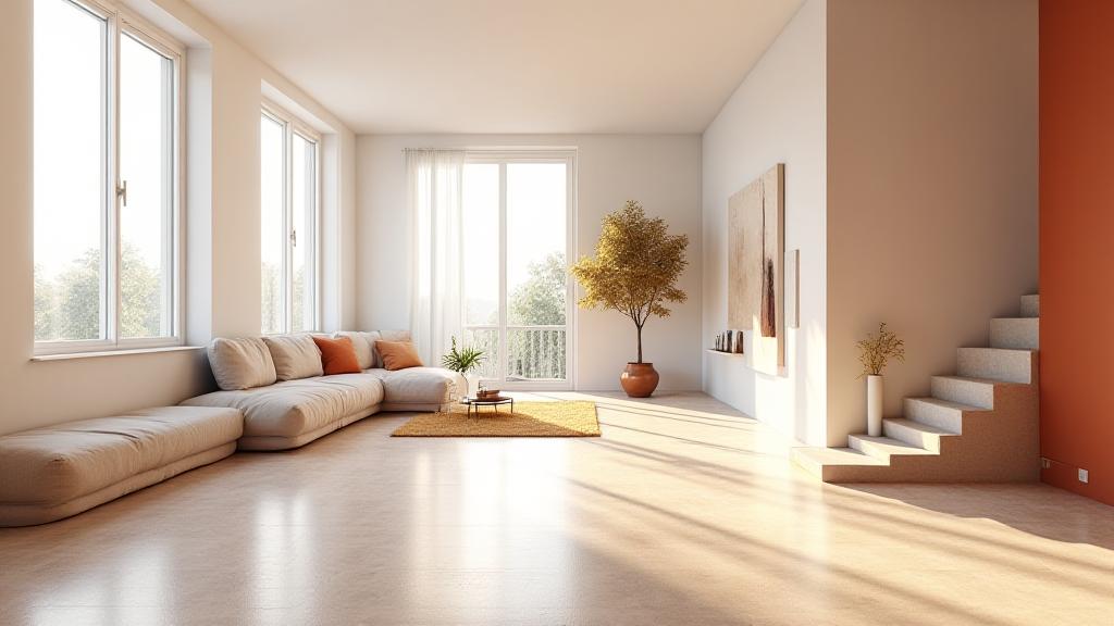 Modern minimal ceramic living room renovation