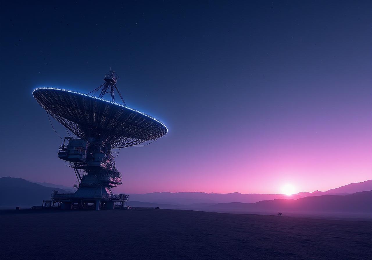 Satellite dish communicating with orbital station