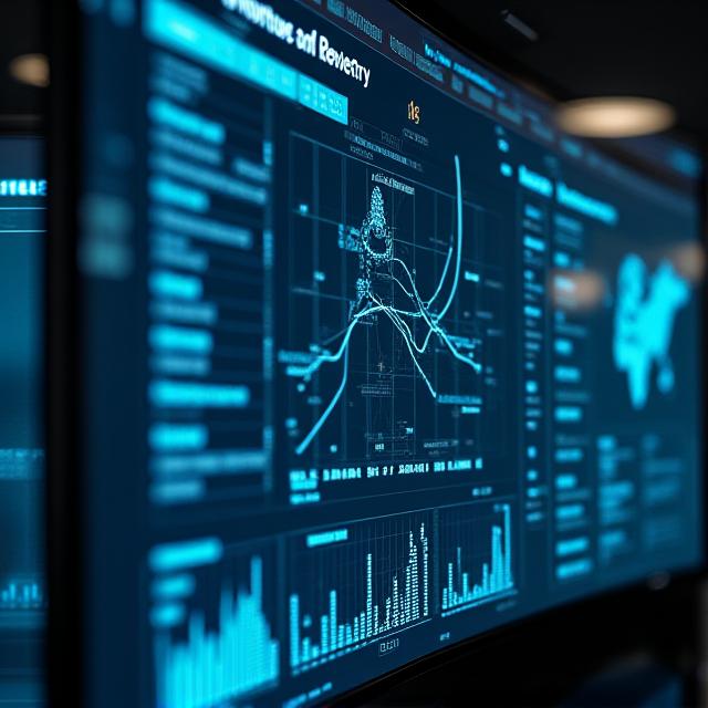 Sophisticated dashboard showing intelligent satellite analytics and space trajectories